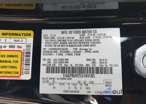 2025 Ford Mustang Ecoboost Premium z USA, uszkodzony, nr VIN 1FAGP8UH2S5104185